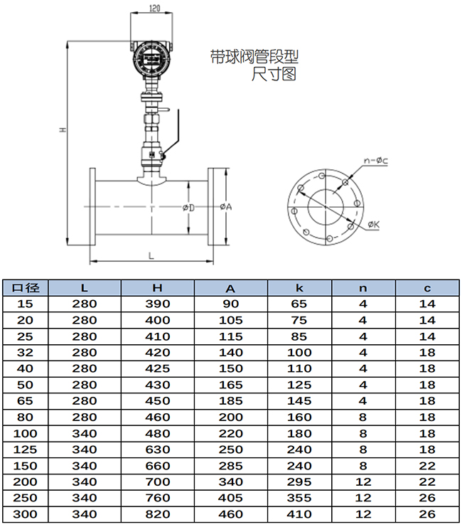 管道式煙氣流量計(jì)尺寸圖二